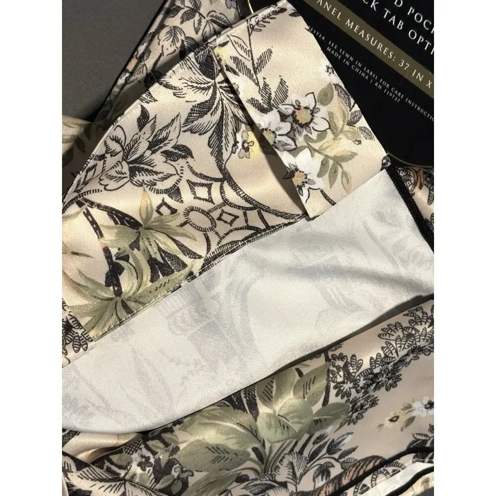 Anatara Tiger Jungle Birds Window Curtains Panels Drapes 84” Slight Satin Finish